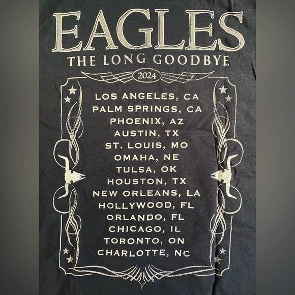 Eagles Band “The Long Goodbye” 2024 Tour Dates Concert T-Shirt. NWOT - Picture 2 of 7